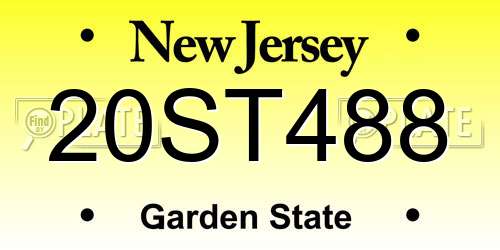 20ST488 New Jersey License Plate