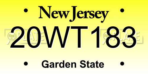 20WT183 New Jersey License Plate