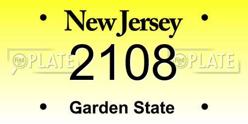 2108 New Jersey License Plate