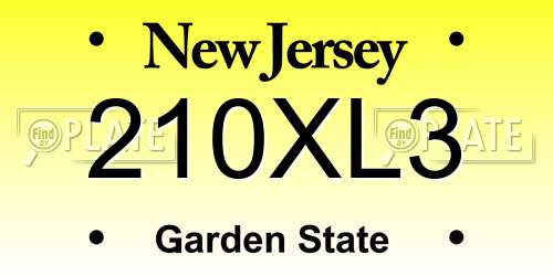 210XL3 New Jersey License Plate
