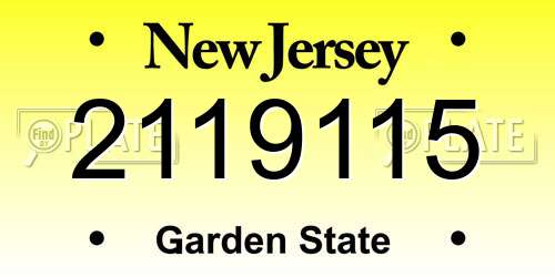 2119115 New Jersey License Plate