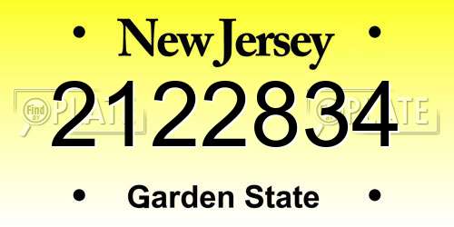 2122834 New Jersey License Plate