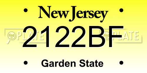 2122BF New Jersey License Plate