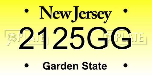 2125GG New Jersey License Plate
