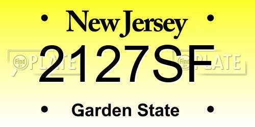 2127SF New Jersey License Plate
