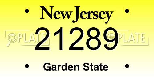 21289 New Jersey License Plate