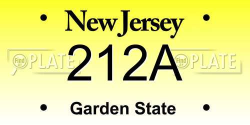 212A New Jersey License Plate
