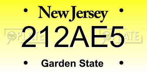 212AE5 New Jersey License Plate