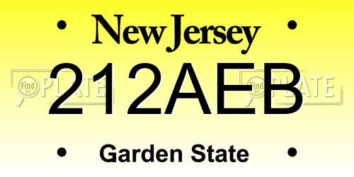 212AEB New Jersey License Plate