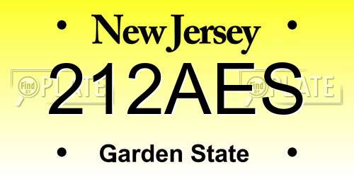 212AES New Jersey License Plate