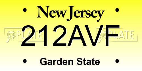 212AVF New Jersey License Plate
