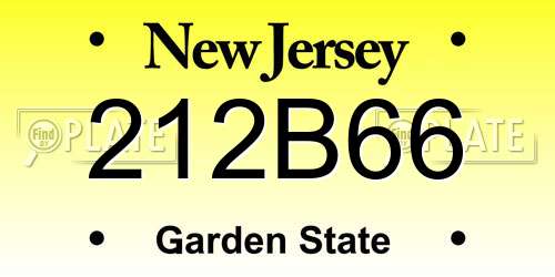 212B66 New Jersey License Plate