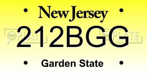 212BGG New Jersey License Plate