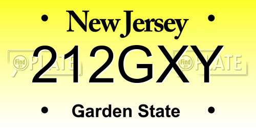 212GXY New Jersey License Plate