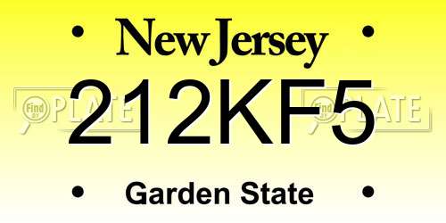 212KF5 New Jersey License Plate