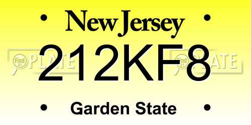 212KF8 New Jersey License Plate