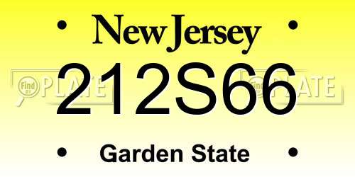 212S66 New Jersey License Plate