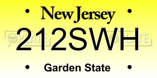 212SWH New Jersey License Plate