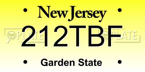 212TBF New Jersey License Plate