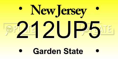 212UP5 New Jersey License Plate