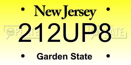 212UP8 New Jersey License Plate