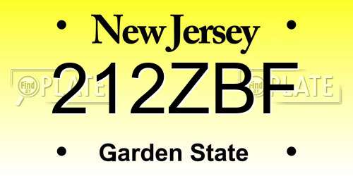 212ZBF New Jersey License Plate