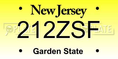 212ZSF New Jersey License Plate