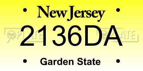 2136DA New Jersey License Plate