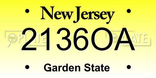 2136OA New Jersey License Plate