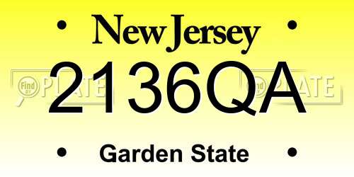 2136QA New Jersey License Plate