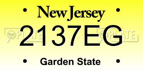 2137EG New Jersey License Plate