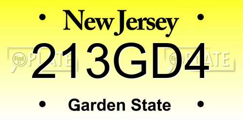 213GD4 New Jersey License Plate