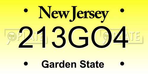 213GO4 New Jersey License Plate