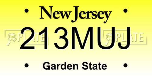 213MUJ New Jersey License Plate