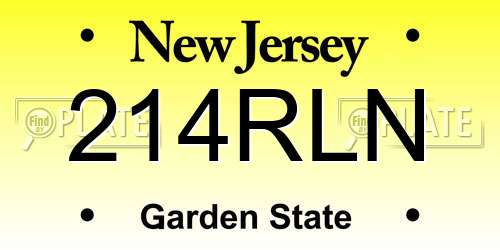 214RLN New Jersey License Plate