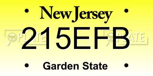 215EFB New Jersey License Plate