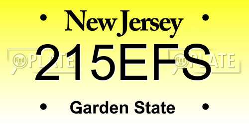 215EFS New Jersey License Plate