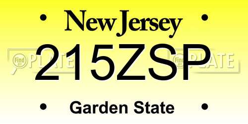 215ZSP New Jersey License Plate