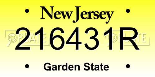 216431R New Jersey License Plate