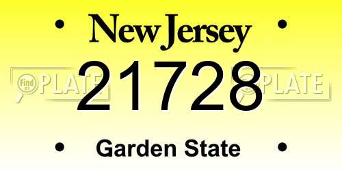 21728 New Jersey License Plate