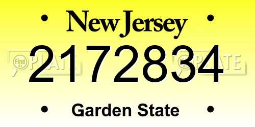 2172834 New Jersey License Plate
