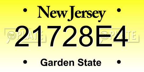 21728E4 New Jersey License Plate