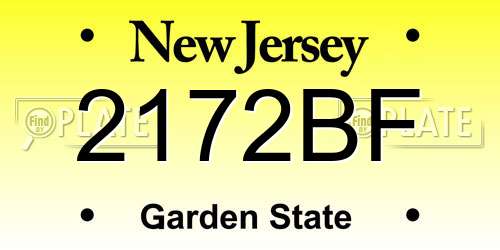 2172BF New Jersey License Plate
