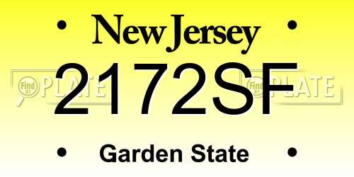 2172SF New Jersey License Plate