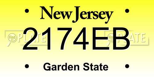2174EB New Jersey License Plate
