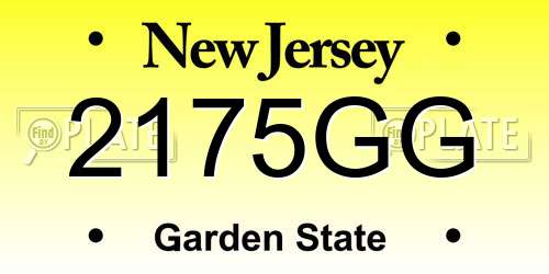 2175GG New Jersey License Plate