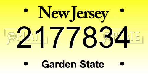 2177834 New Jersey License Plate