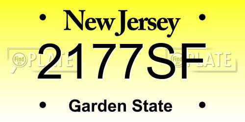 2177SF New Jersey License Plate