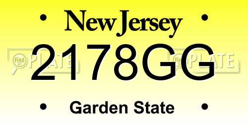 2178GG New Jersey License Plate