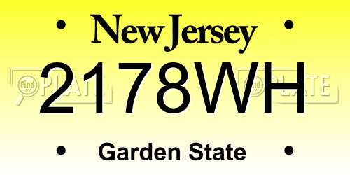 2178WH New Jersey License Plate
